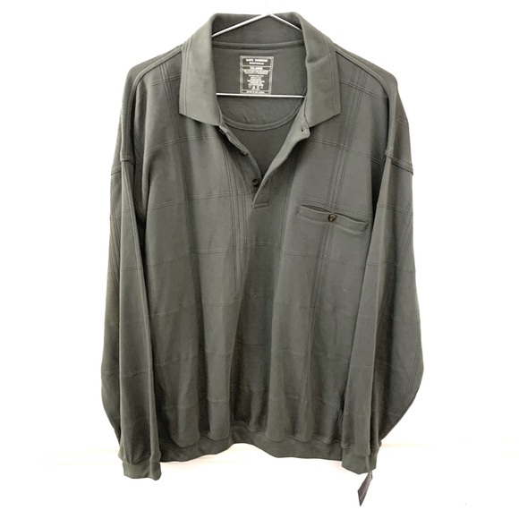 SAFE HARBOR SPORTSWEAR Safe Harbor Long Sleeve Button Down Polo, green - Picture 1 of 4